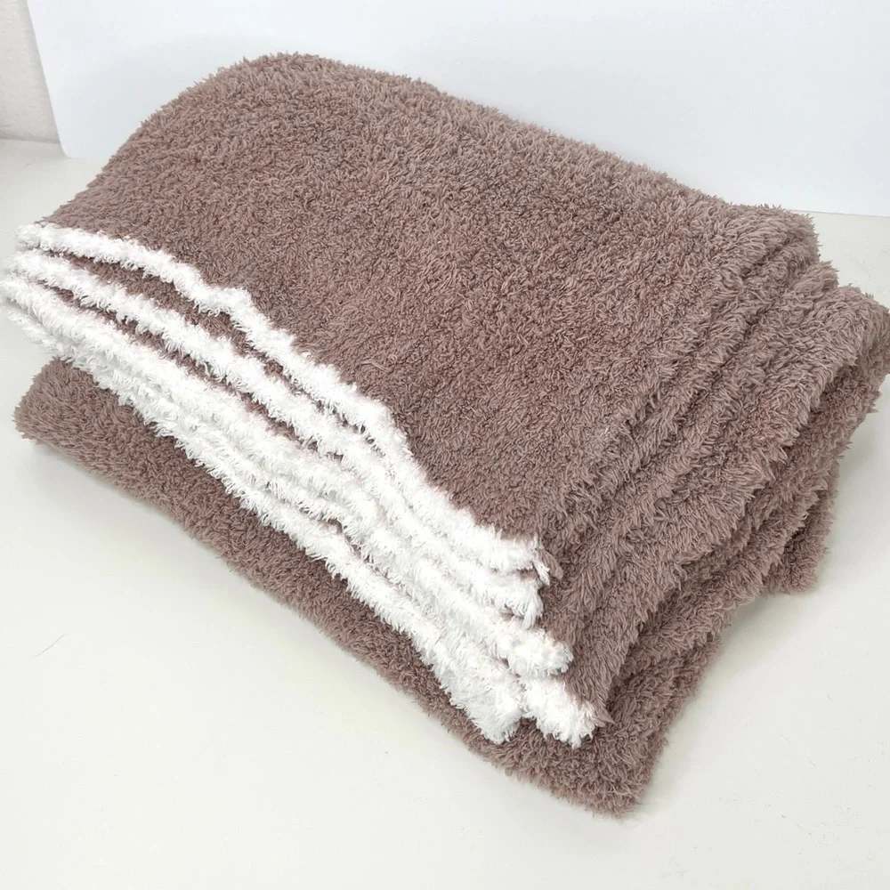 BAREFOOT DREAMS CozyChic Contrast Tip Throw Blanket NEW Vintage Rose Rare